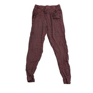 Gina Patterned Jogger Pants Womens 36 Burgundy Geometric Elastic Waist Excellent